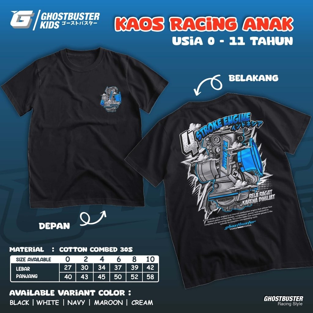 Kaos Racing Stroke Engine 4 Tak Four Stroke Engine 4Stroke Baju Distro Atasan Laki Laki Perempuan
