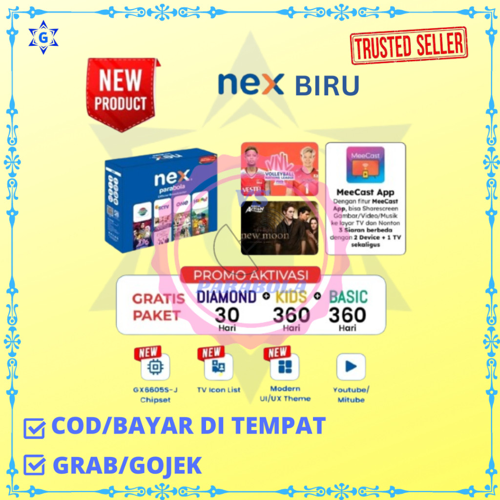 RECEIVER NEX PARABOLA BIRU CHIPSET GX 6605S-J TERBARU DAN TERLARIS