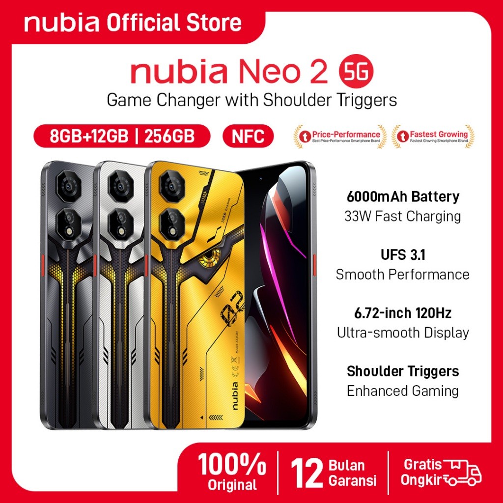 nubia NEO 2 5G NFC RAM 8GB+ROM 256GB 6.000 mAh Garansi Resmi