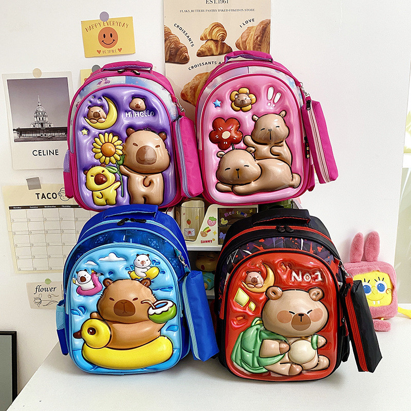 T199 - Tas Ransel Hardcase RUBBER Capyb*ara edition Uk. 38 cm Cocok untuk SD
