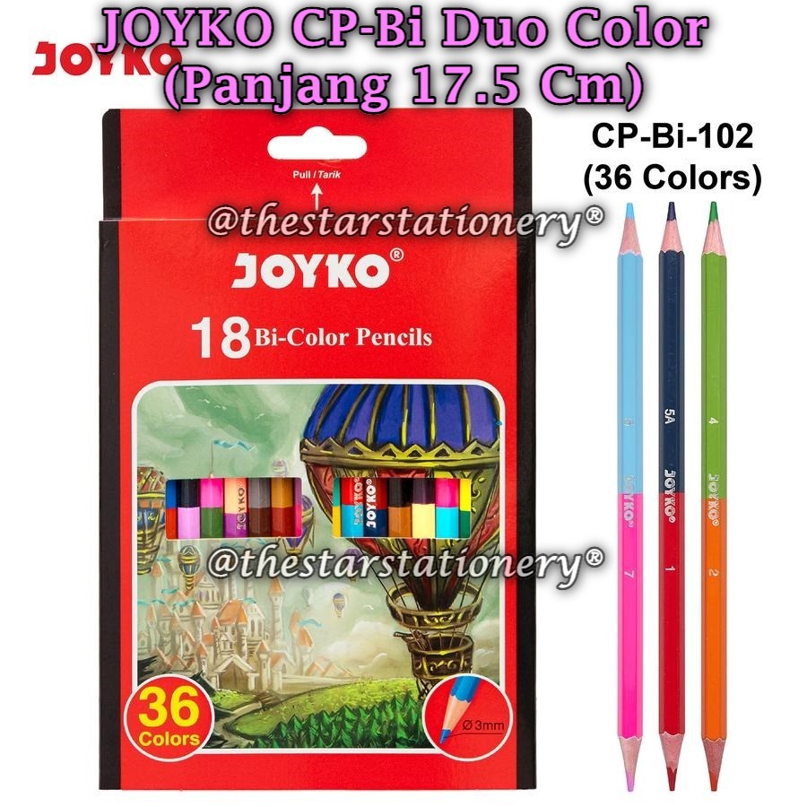 

(1 Set Isi 36 Warna) GROSIR Pensil Warna JOYKO CP-Bi102 36 Warna Duo Warna / Pensil Warna Bi-Color