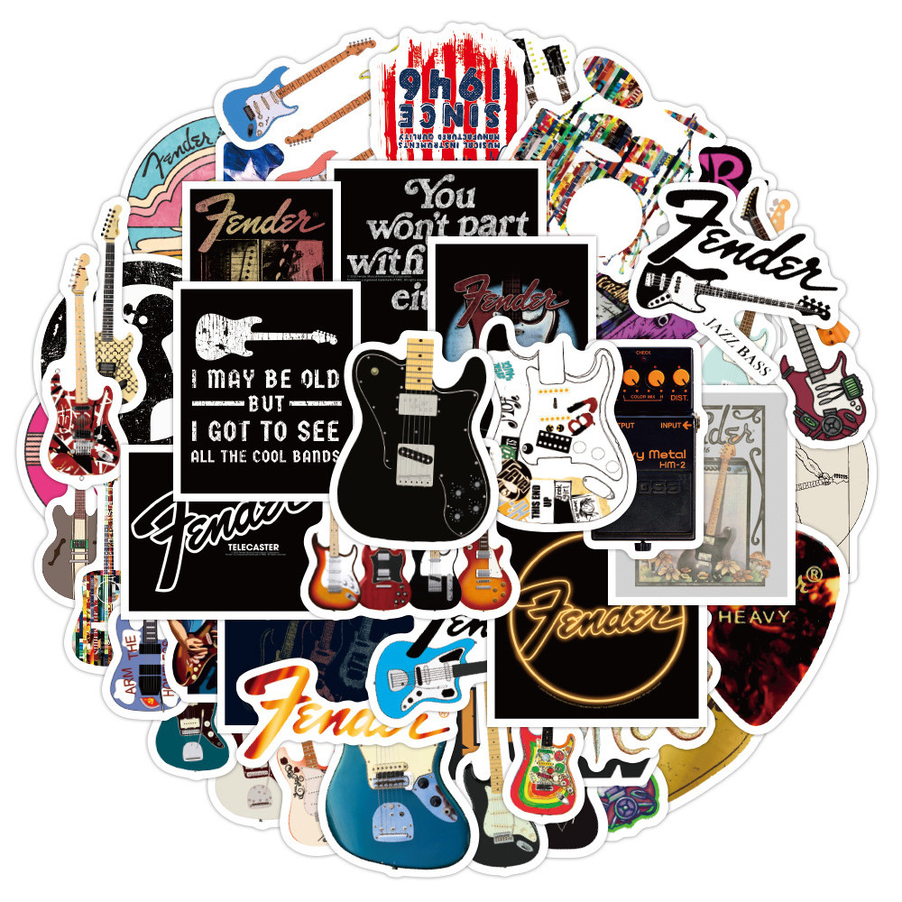 

10 / 30 / 50pcs Rock Cartoon Musical Instrument Guitar Graffiti Waterproof Sticker Phone Case Refrigerator Water Cup Wholesale