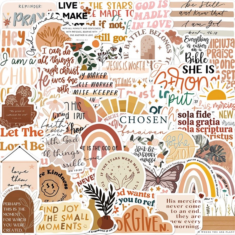 

10/30/50PCS Kawaii Boho The Bible Decoration Scrapbooking Accessories PVC Sticker Aesthetic Stationery School Supplies for Kids