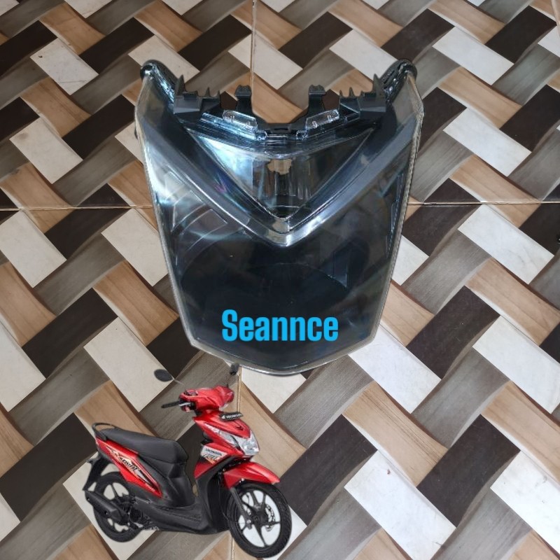 Reflektor lampu depan honda beat fi 2013-2016 custom smoke hitam