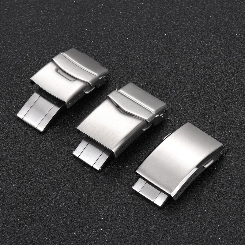 Watch Clasp 18mm 20mm 22mm Silver Folding Safety Milled Clasp for Seiko Replacement 316L Stainless S