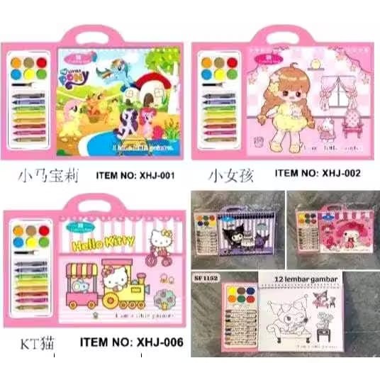 

Buku Gambar Lukis Anak Cat Air / Buku Melukis Mewarnai Cat Air Isi 12 Lembar Free Kuas Paket Buku Sank Magic Bonus Spidol & Penghapus set book 4in1 buku belajar anak PAUD Buku Menggambar Dengan Air set Buku gambaR SANRIO KUROMI LABUBU