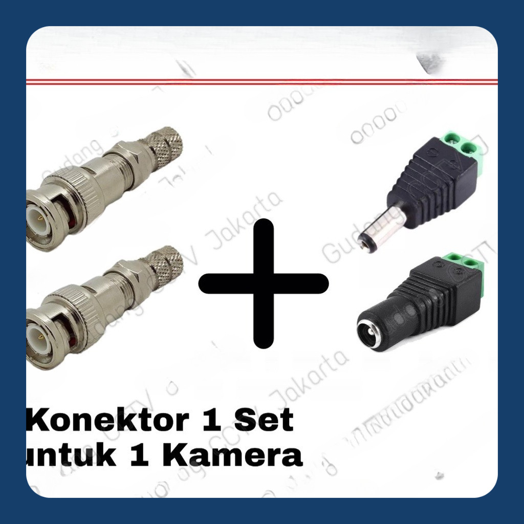 Konektor CCTV 1 Set BNC Plus Jack DC Siap Pasang / Connector 1 Camera