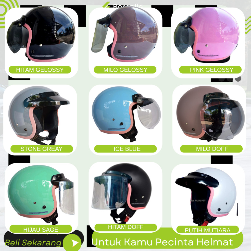 Helm Bogo Dewasa Retro Hijab Wanita