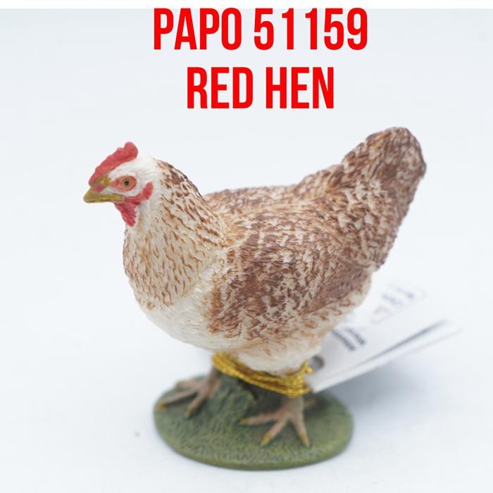 PAPO 51159 Red Hen Chicken Ayam Betina  Gallus gallus domesticus Mainan Figure Binatang Miniature He