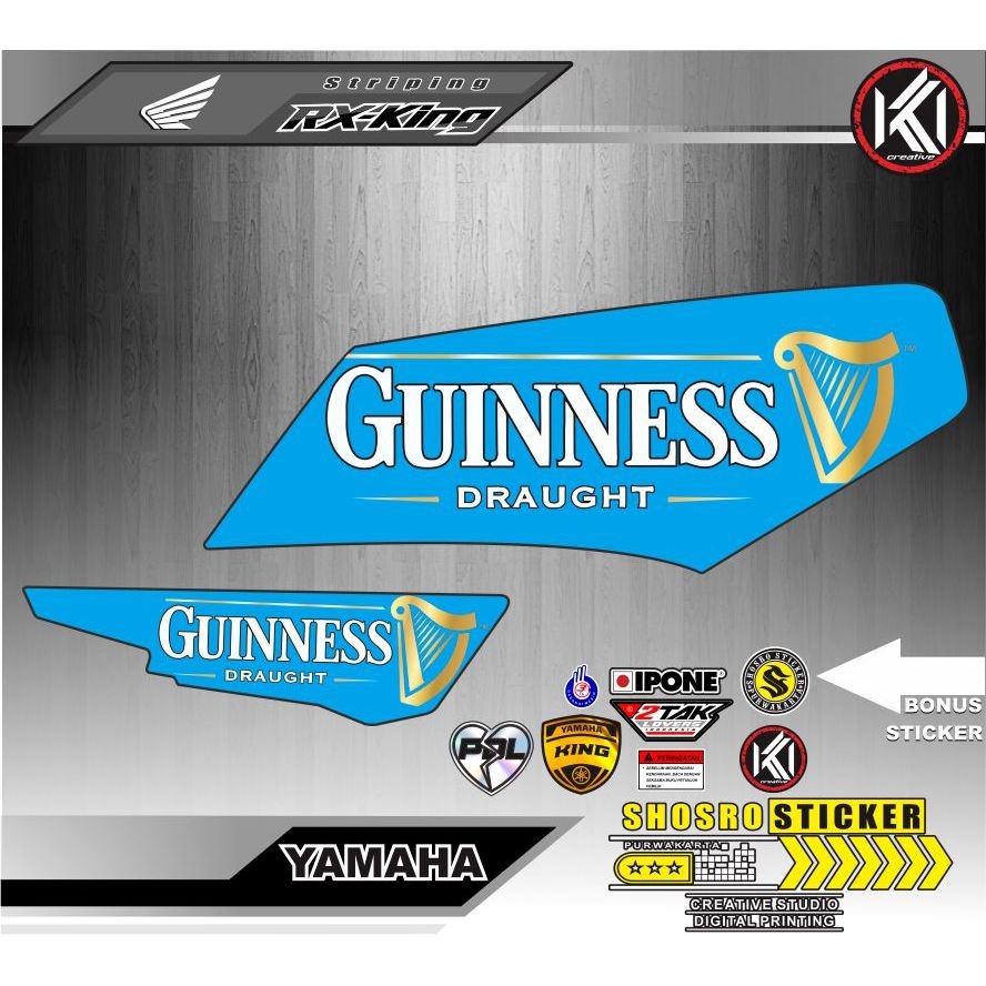 STIKER MOTIF STICKER STRIPING MOTOR RX-KING NEW VARIASI GUINNESS MOTIP SIMPEL DAN ELEGAN