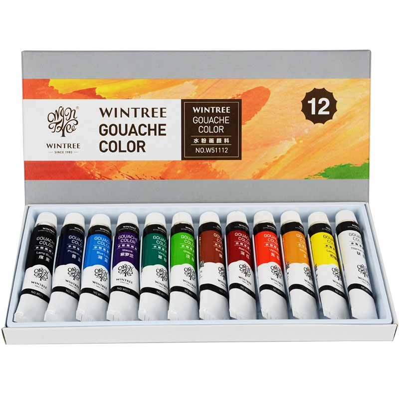 

Gouache Paint Tube Set Super Gouache Color 12 Colors 12ml Art Class Non-toxic Beginner Pigment Special for Art Students
