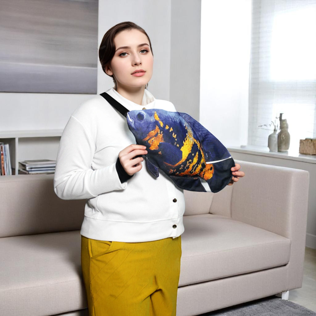 Tas Pria Waist Bag Casual Selempang Bahu Sling Bag Bentuk Ikan Besar