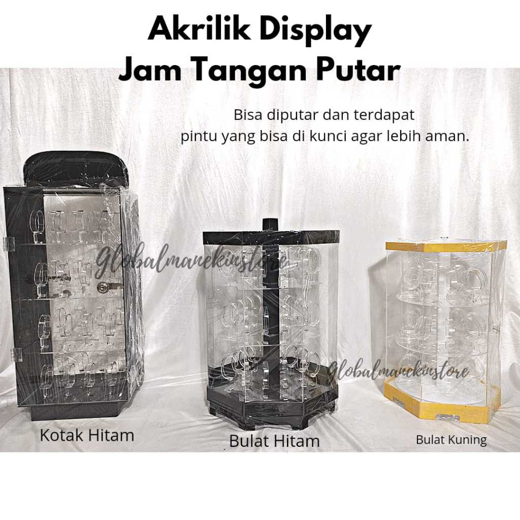 Acrylic Akrilik Display Jam Tangan Putar