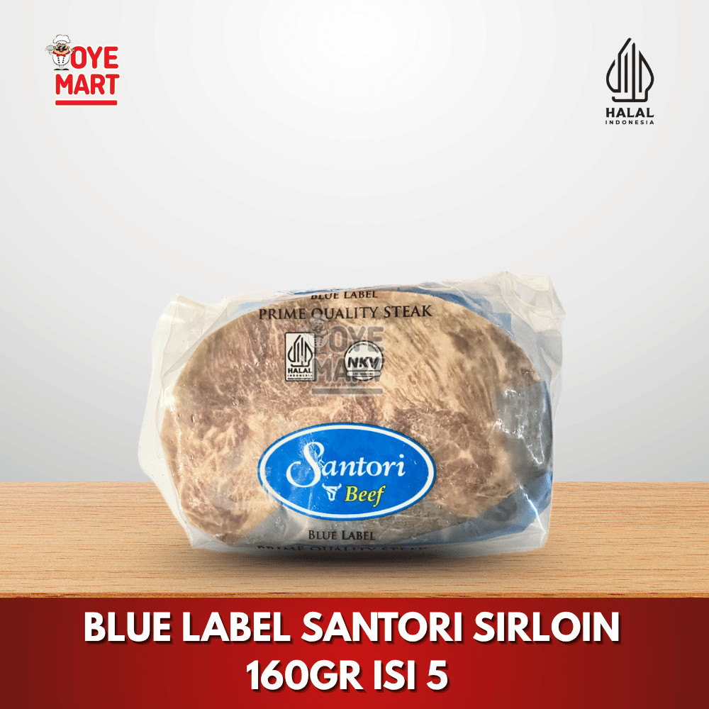 

BLUE LABEL SANTORI SIRLOIN 160GR ISI 5 (800GR) WAGYU MELTIQUE MELTIK HALAL