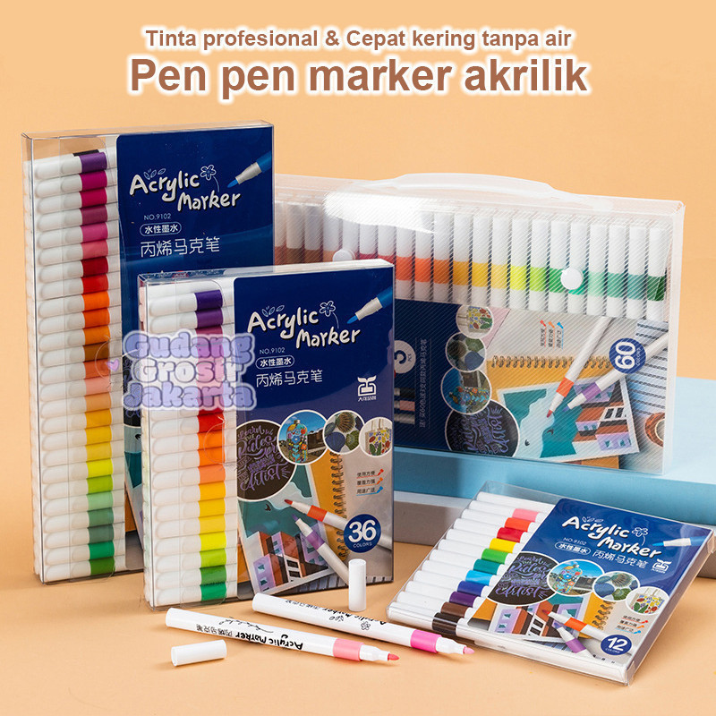 

Pen Akrilik Marker Warna Cepat Kering Tahan Air /Menggambar Kreativitas Seni Edukasi Anak /Grasp Acrylic Markers / Pulpen Warna Tahan Air Dan Tahan Lama