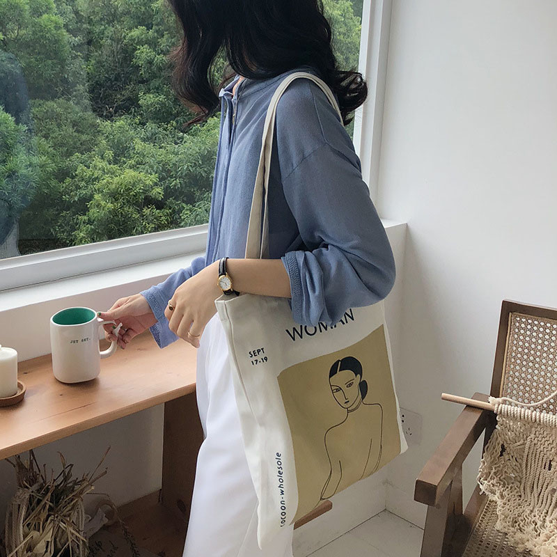 Women Canvas Shoulder Bag Henri Matisse Painting Printing Ladies Shopping Bag Feminina Simple Eco Pu