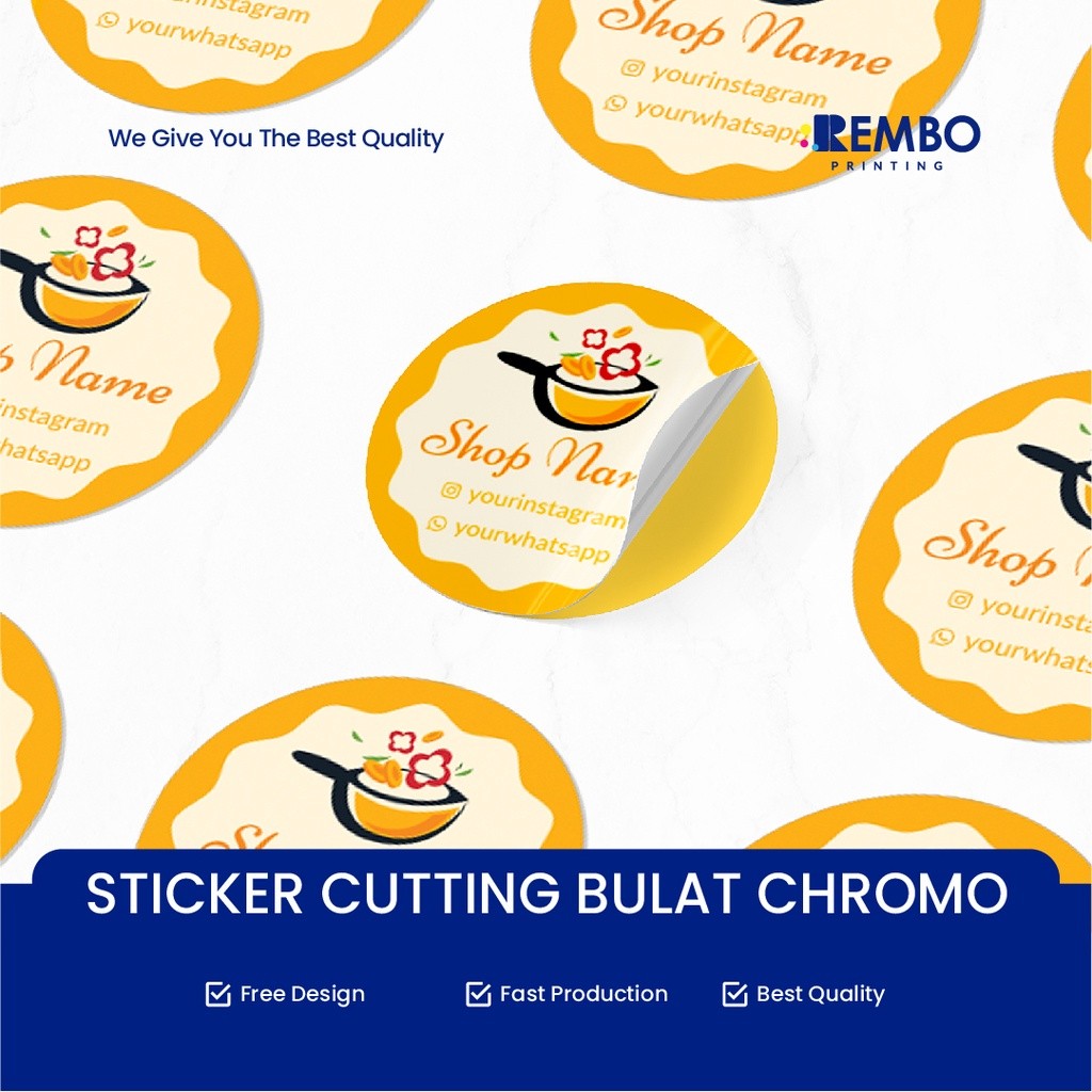 

CETAK STIKER CROMO / LABEL BULAT LABEL NAMA LABEL MAKANAN TOPLES KEMASAN BOTOL MINUMAN CUSTOM KROMO
