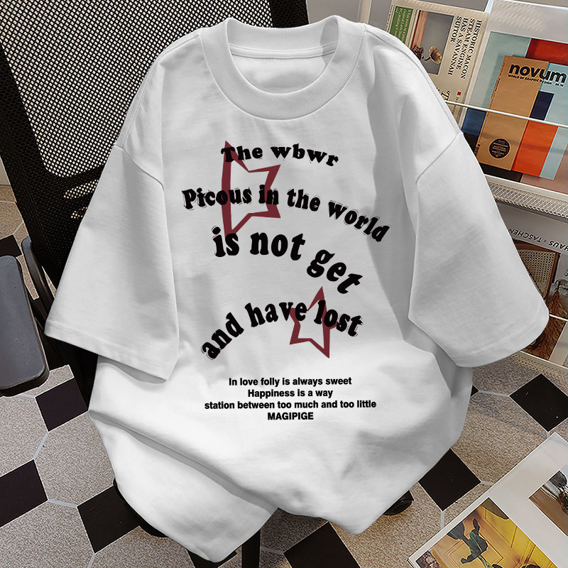 ChicAura Kaos Putih Pria&Wanita vintage korean Adem Style Lengan Pendek Terbaru epidemic T-shirt C21