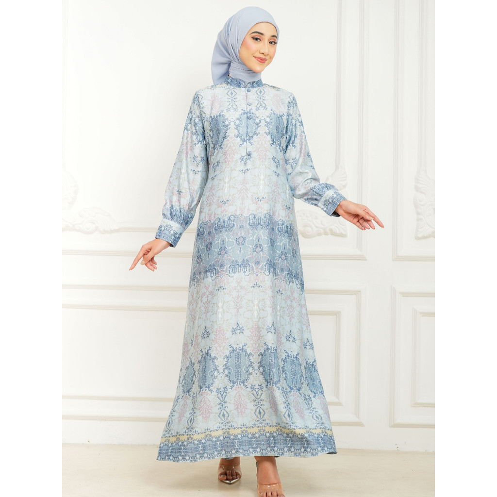 Batik Adyatma Wanita Arunika Sky Blue Gamis Dress