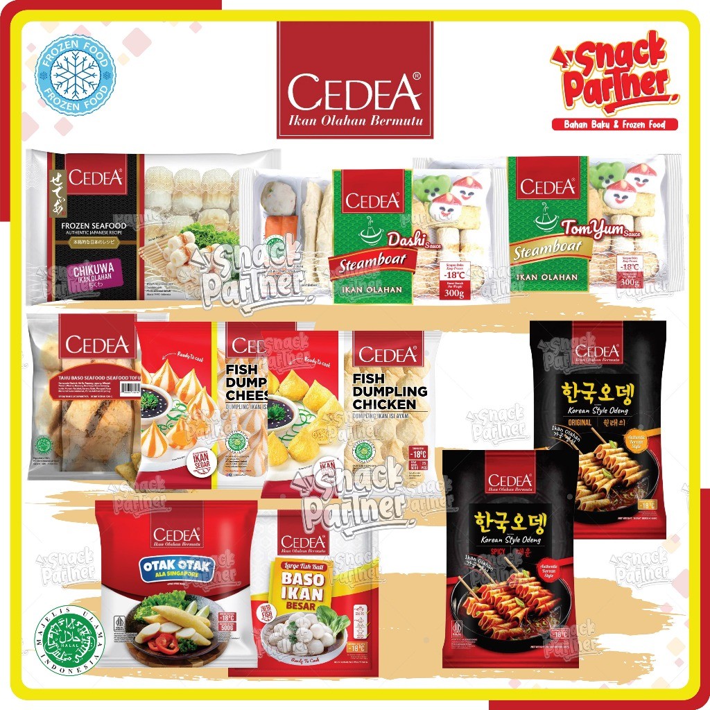 

CEDEA | FROZEN FOOD - Steamboat Fish Ball Bakso Ikan Tahu Bakso Baso Dumpling Ayam Chicken Keju Otak Singapura Singapur Crab Stick Tom Yum TomYum Odeng Korea Stick Original Hot Spicy Chikuwa Roll