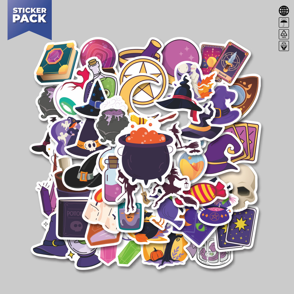 

[100PCS]Stiker Pack Stiker Kartun Witch Aesthetic Vinyl Anti Air Dekorasi Sticker Laptop Buku Journal Koper Helm Casing HP Gitar Helm Skateboard