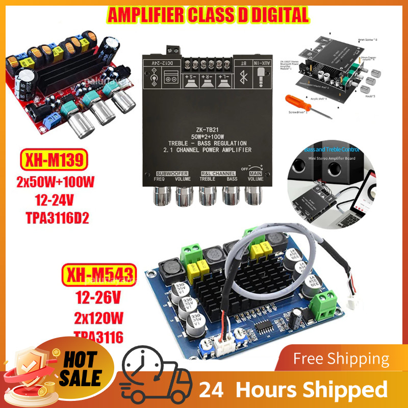 Audio Stereo Bass Power Amplifier Board ZK-TB21 ZK-MT21 Bluetooth 5.0 50Wx2+100W Amplifier Mini Blue