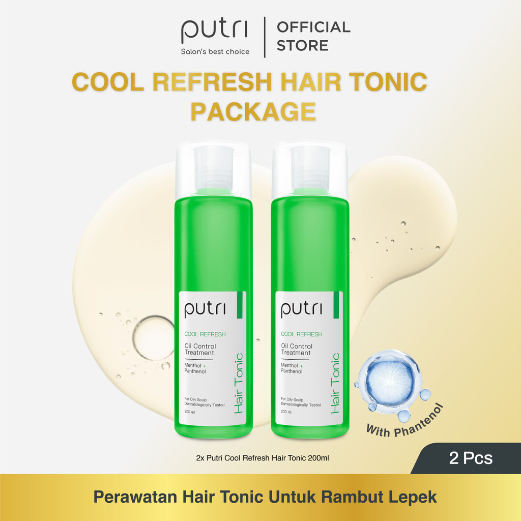 Putri Anti Lepek Hair Tonic Package | Cool Refresh Hair Tonic 200mL x 2pcs | Hair Tonic Wangi Tahan 