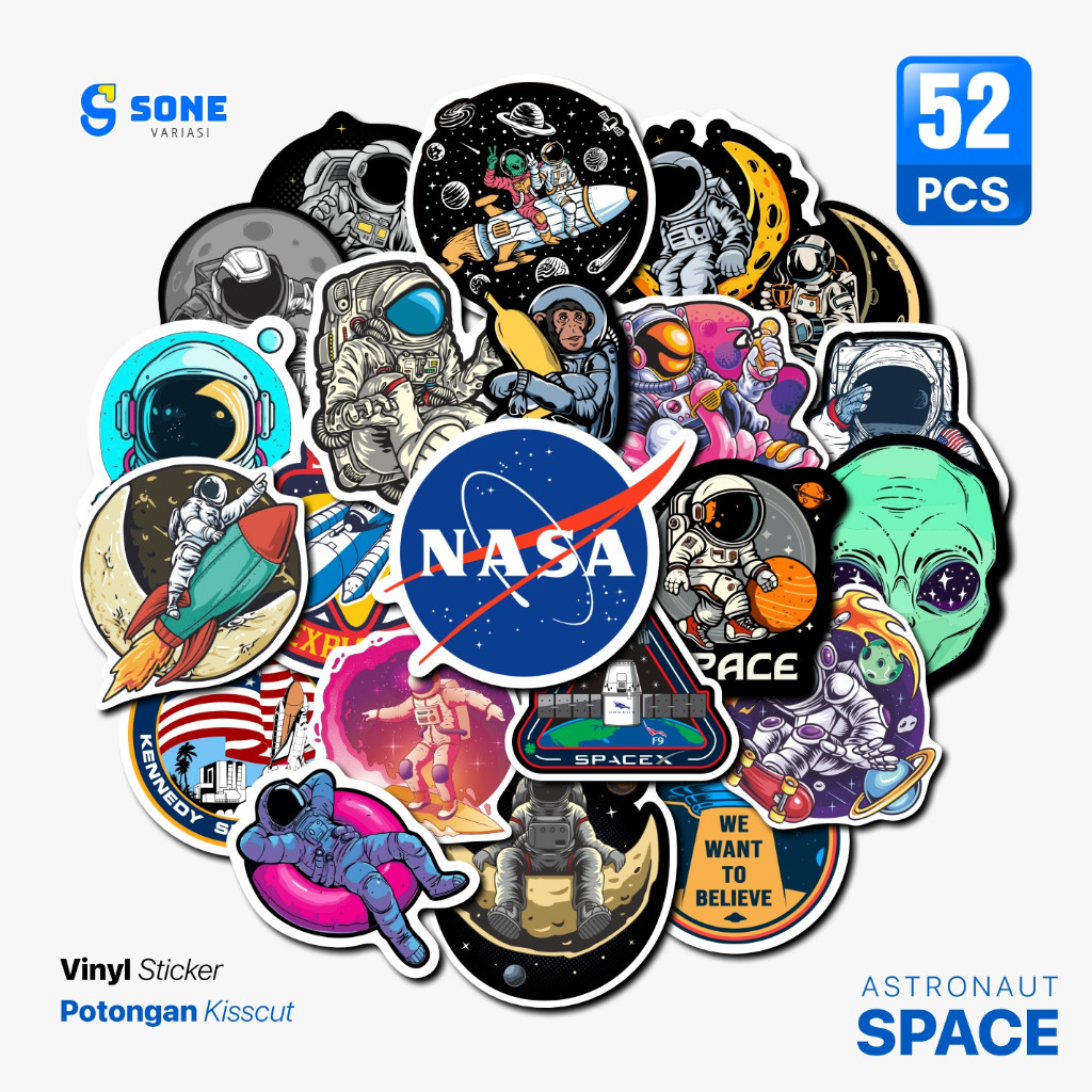 

Sticker Laptop Aesthetic Astronot Luar Angkasa Paper Vinyl Waterproof Sticker Koper Diary Notebook Jurnal Buku