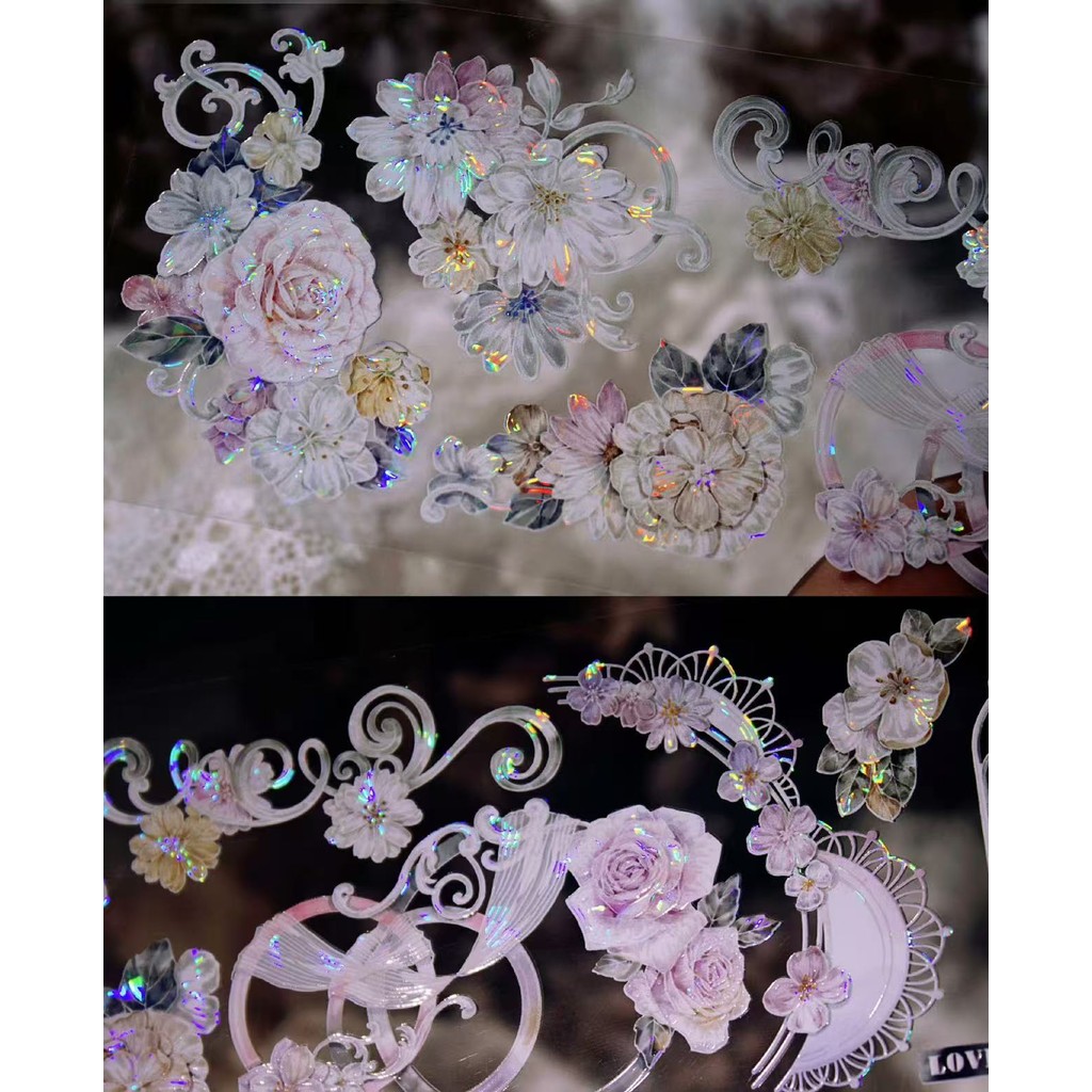 

TimeGird Studio Vintage Worry Free Dream Pink Rose Washi PET Tape Planner DIY Card Making Scrapbooking Plan Decorative Sticker