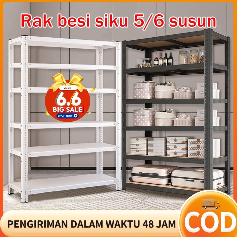 Rak besi siku 5/6 susun rak bensin Rak Gudang Rak supermarket rak dapur Rak besi serbaguna Rak Aquar
