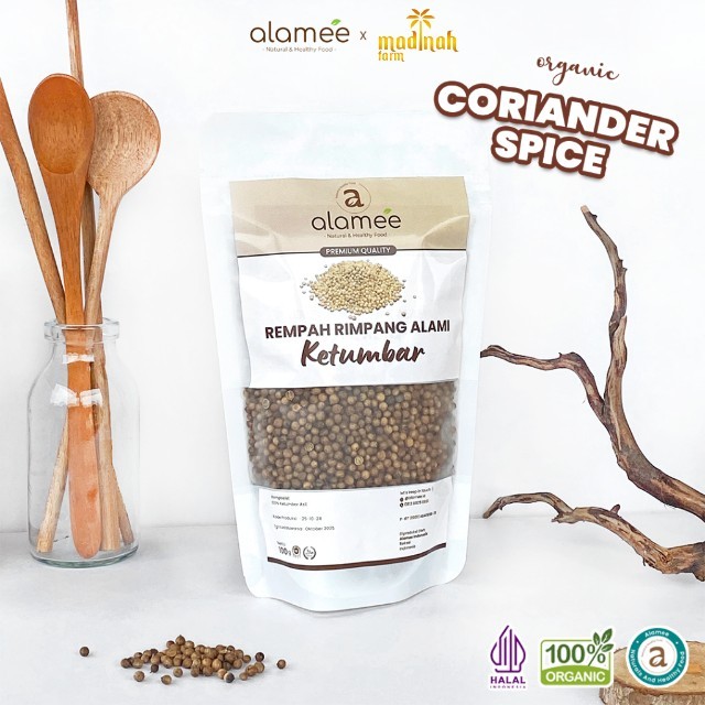 

ALAMEE Ketumbar Organik Coriander Seed Biji Rempah Rimpang Alami Bumbu Seasoning Masakan Masak 100gr madinah