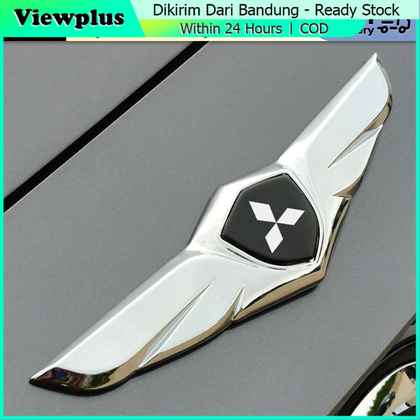 Emblem Mobil Mitsubishi Logo Chrome dengan Wing / Logo Mitsubishi Sayap Timbul 3D / Emblem Wings Mit