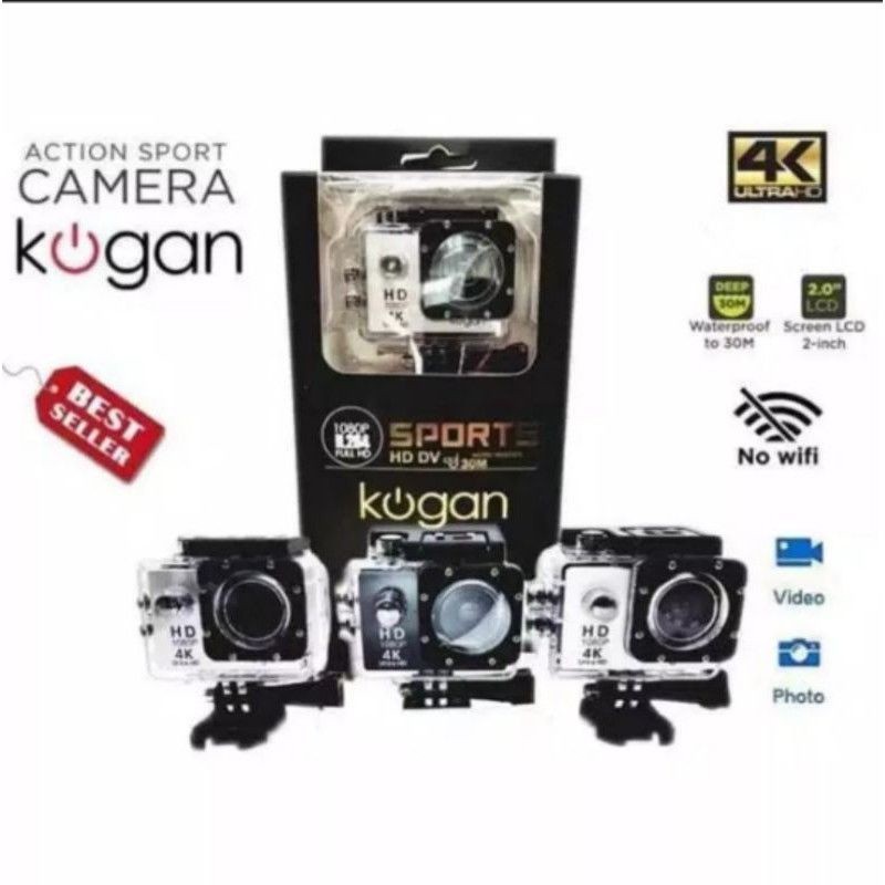 SATU SET  KAMERA SPORT CAM Kogan NON WIFI WATER RESIST / VLOG YOUTUBE GAMING SPORT ULTRACO