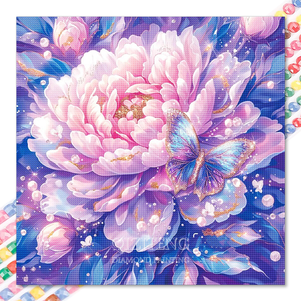 

Dream Butterfly Flower Diamond Painting Kit 5D DIY Mosaic Embroidery Art Home Decoration Full Round Rhinestone Puzzle Gift