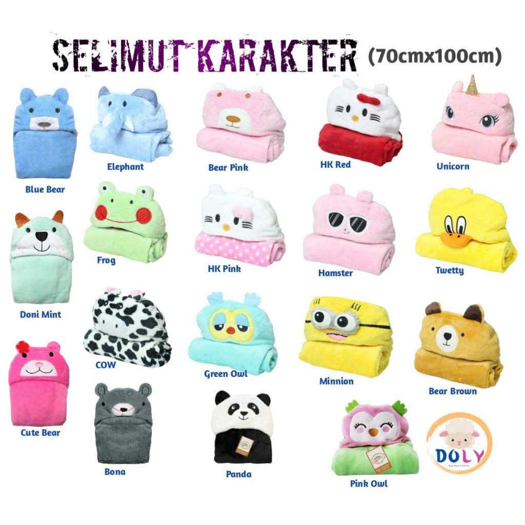 Selimut bayi karakter / selimut hoodie /selimut halusCO