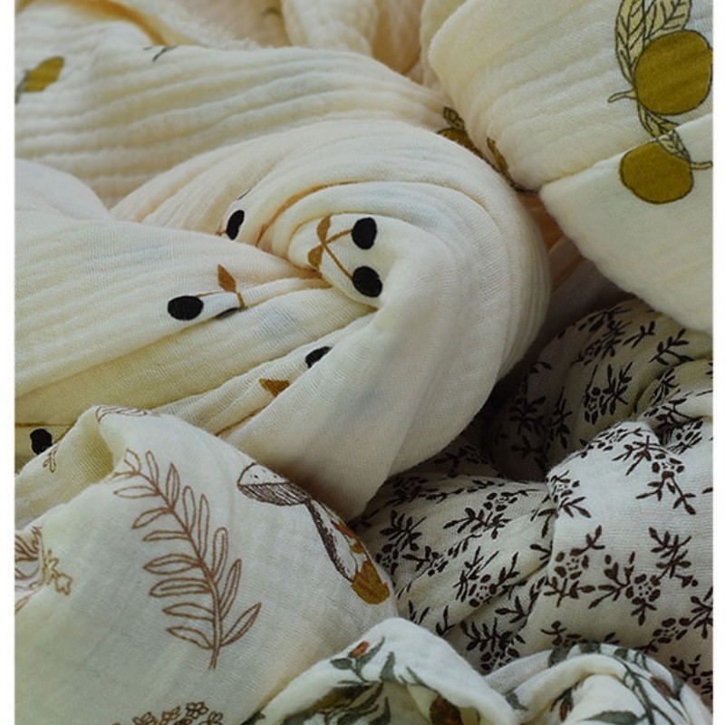 

Nordic Style Double-layered Gauze Fabric with Floral Patterns for DIY Baby Towels and Blankets, 135x50cm