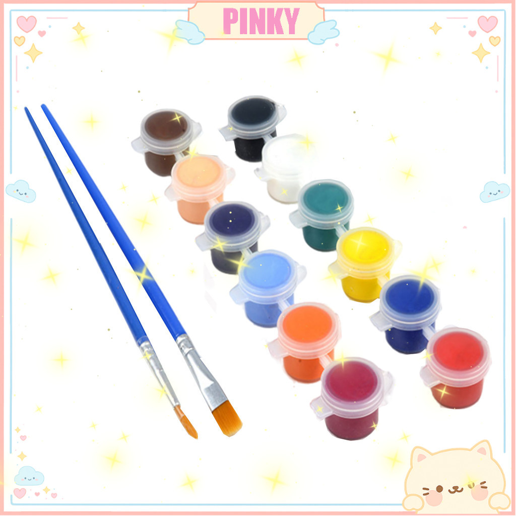 

COD 1 SET CAT LUKIS AKRILIK MINI UKURAN 3ML ISI 6,12WARNA TERANG FREE KUAS / CAT LUKIS MINI