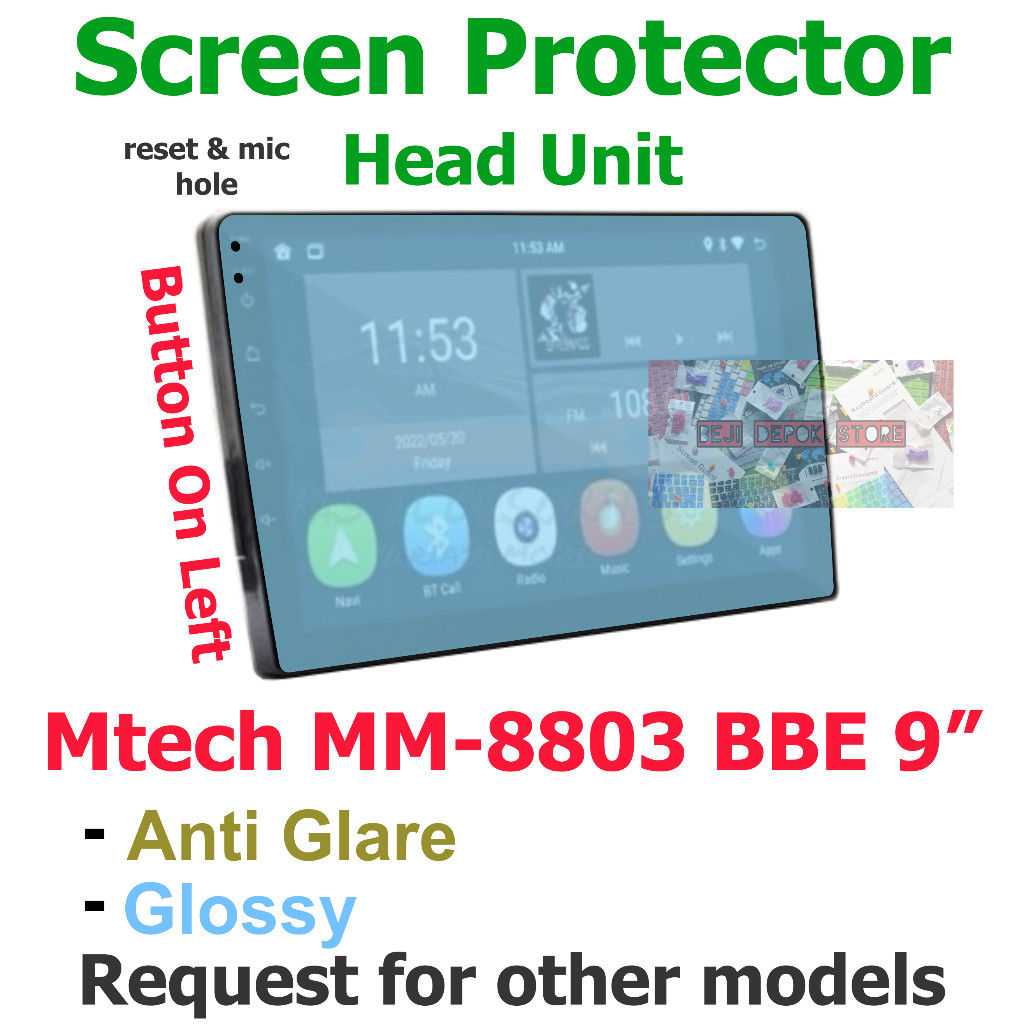Mtech MM 8803 BBE 9" inch Android head unit M-tech MM-8803 mobil Screen Protector Guard