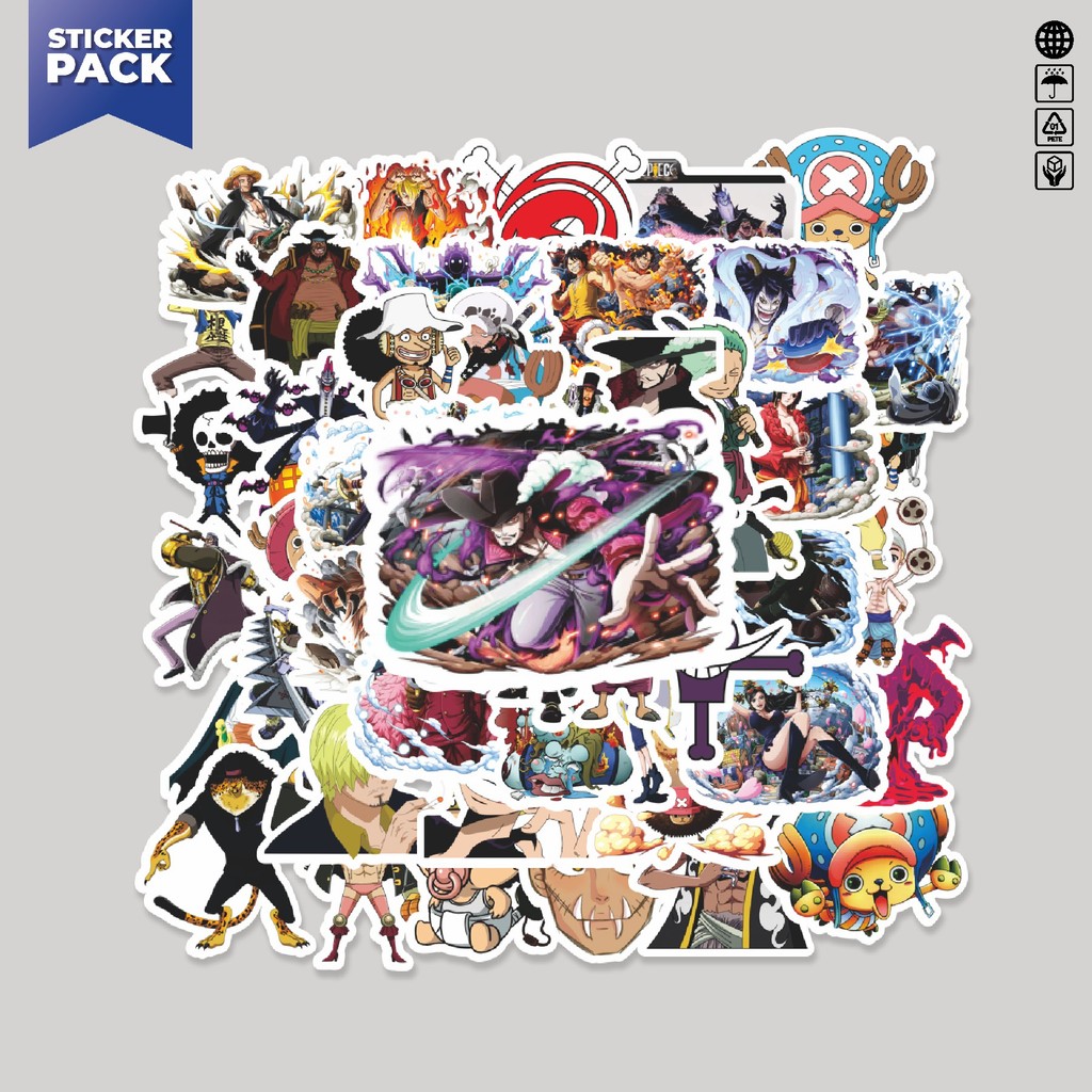 

[100PCS]Stiker Pack Stiker Anime One Piece Aesthetic Vinyl Anti Air Dekorasi Sticker Laptop Buku Journal Koper Helm Casing HP Gitar Helm Skateboard