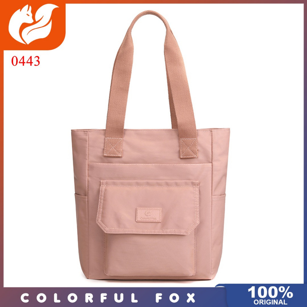 Colorful Fox Ori - Tote Bag Colorful Fox 0443 Nilon Waterproof Tas Kuliah Tas Wanita