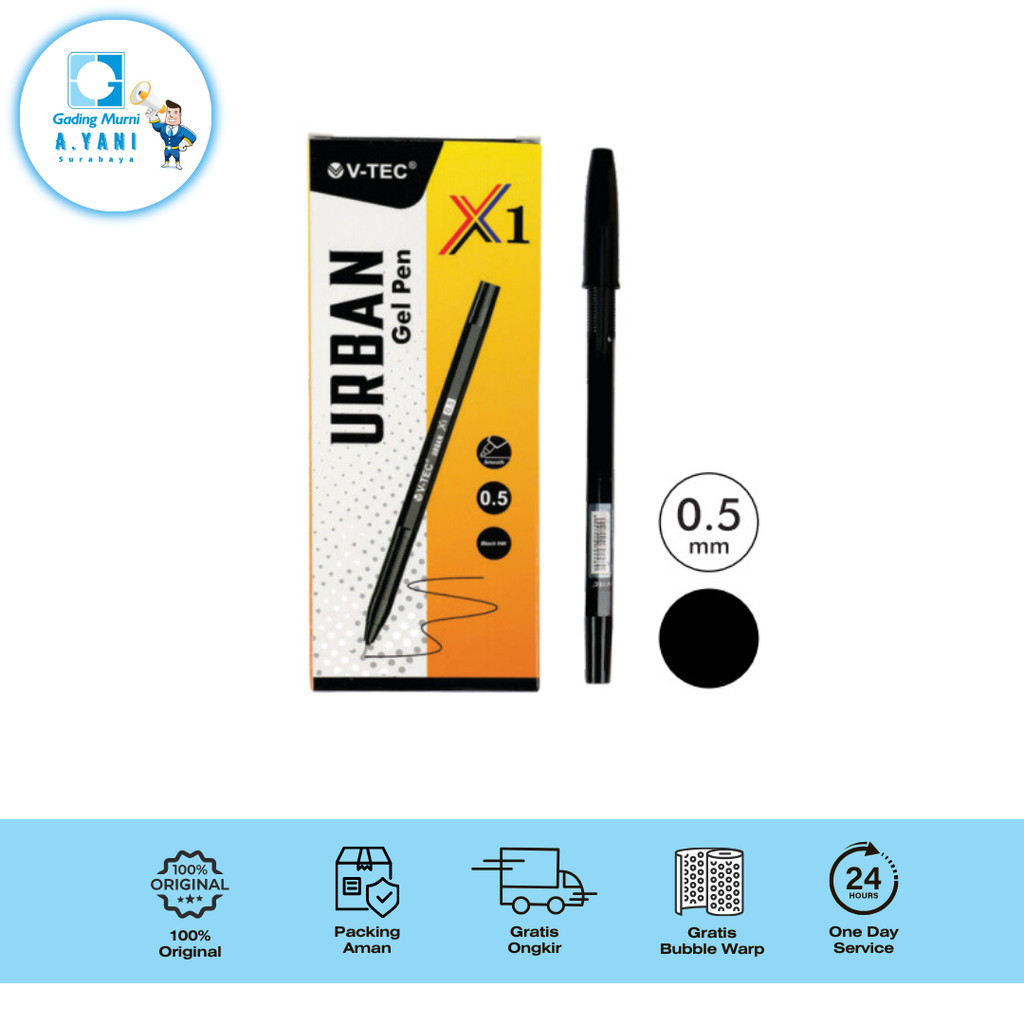 

V-TEC GEL PEN BOLPOIN URBAN X1 HITAM LUSIN