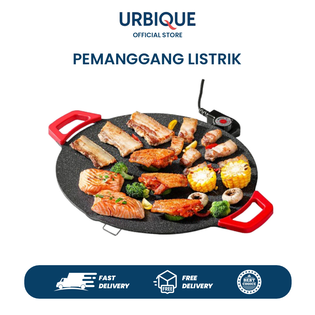 Alat Pemanggang Listrik Bulat BBQ Grill Pan 36 CM / Piring Pemanggang Serbaguna