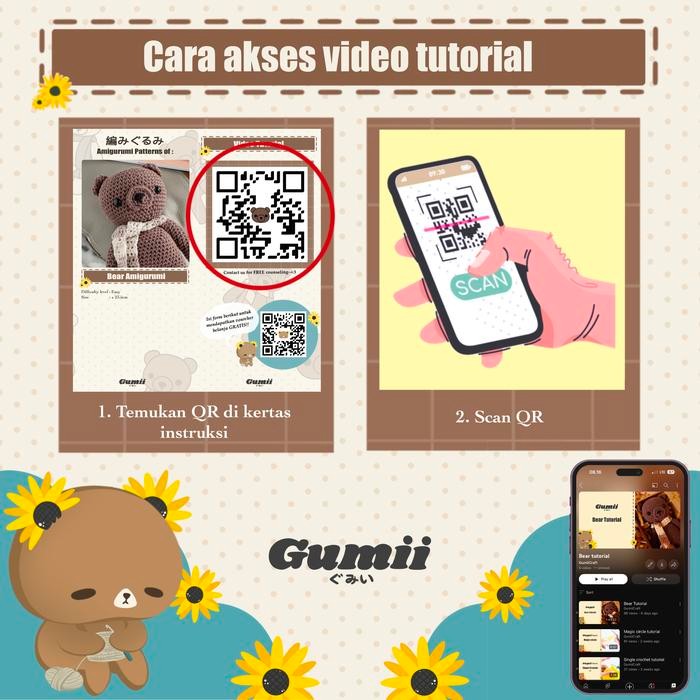 DIY Crochet Bear Amigurumi Kit / Do It Yourself Boneka Rajut Beruang - Brown bear, Tanpa tambahan