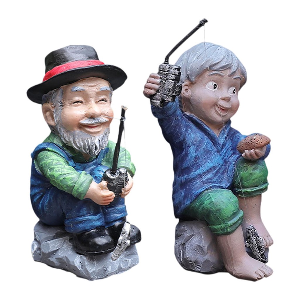

Fisherman Miniature Statue Collectible Tabletop Decoration Handicraft Resin Sculpture for Wedding Gift Multipurpose Lightweight