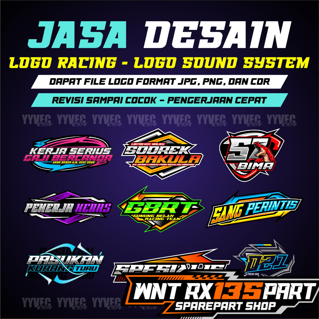 JASA DESIGN LOGO RACING, LOGO BENGKEL, LOGO SOUND SYSTEM, LOGO KOMUNITAS.