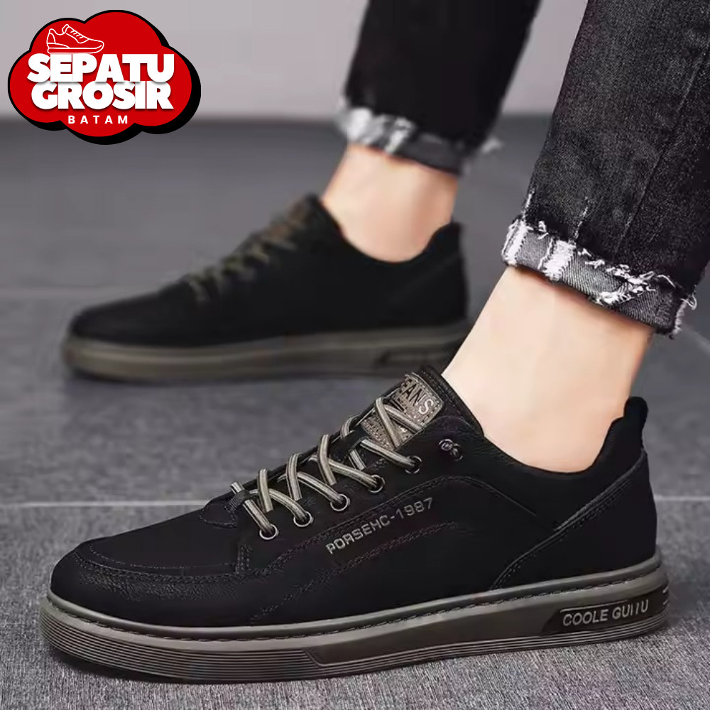 Sepatu Grosir Batam S006 Sepatu Pria Sneakers Fashion Sepatu Kasual hitam