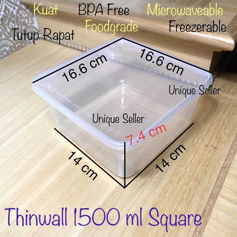 [Isi25] Thinwall Victory Square Kotak Persegi 1500 ml / Thinwall Square Victory 1500ml / Thinwall Ko