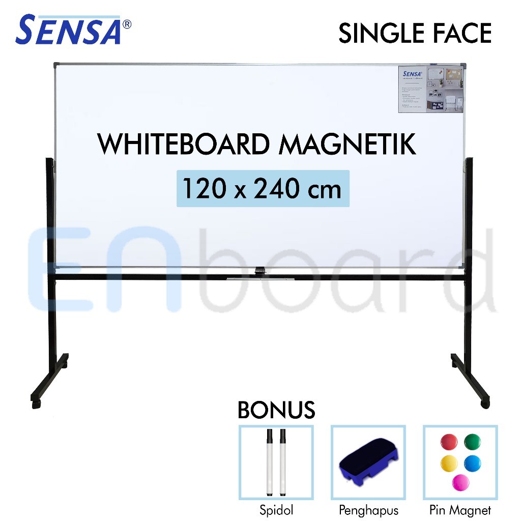 

Papan Tulis Whiteboard / White Board Standing Magnet Single Face Sensa 120 x 240 cm