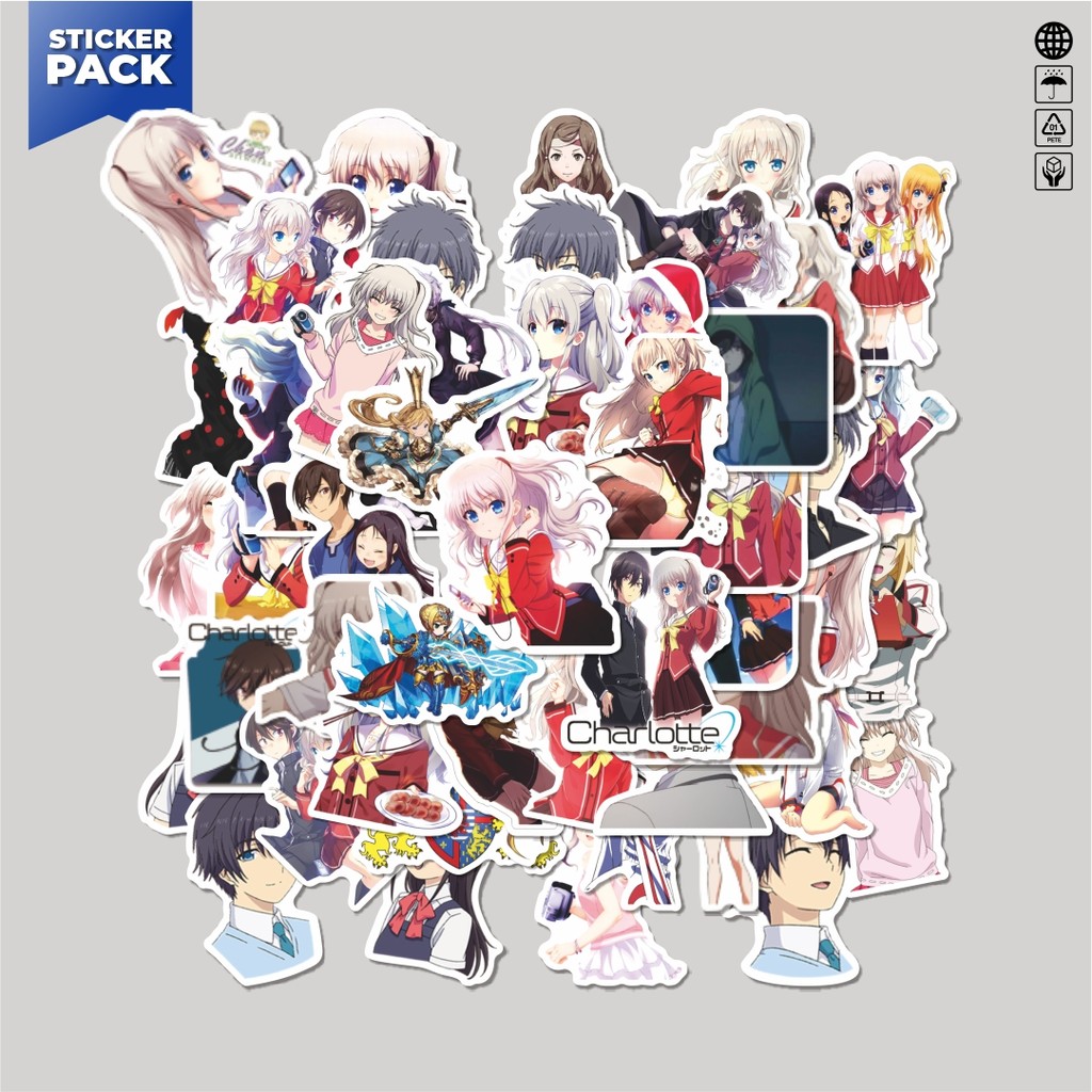 

[100PCS]Stiker Pack Sticker Anime Charlotte Aesthetic Vinyl Anti Air Dekorasi Sticker Laptop Buku Journal Koper Helm Casing HP Gitar Helm Skateboard