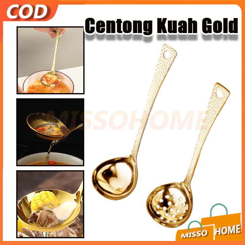 Gold Stainless Soup Ladle Strainer Centong/Centong Kuah Gold/Sendok Gold Centong Sup